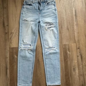 Women's Light Blue Distressed Jeans American Eagle